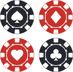 Casino Poker Chips Icon Set - Gaming & Gambling Elements