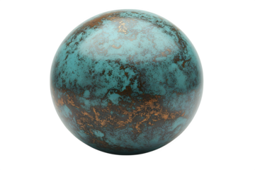 Brass paperweight with patina finish isolated on white background