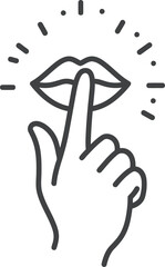 Obraz premium Silence Gesture Icon - Quiet, Secret & Confidential Information