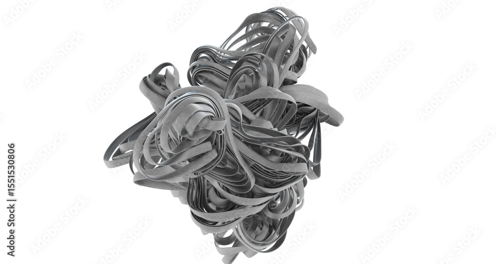 Poster Abstract 3D Render of Twisted Gray Forms