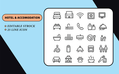 Flat Minimal Hotel and Accommodation Icons