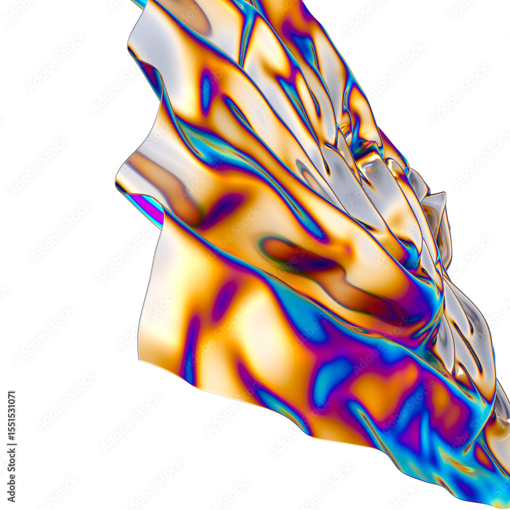 Poster abstract iridescent folds of metallic fabric a symphony of colors and shapes
