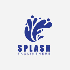 Blue water splash vector logo illustration design