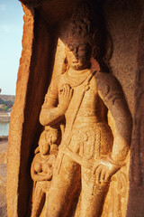 Sculpture of Vishnu as trivikrama avatar at Badami, Karnataka, India