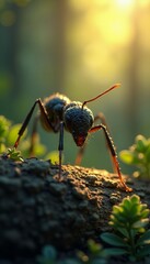 Close-up of an Ant at Sunset