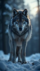 Majestic Wolf in Winter Wonderland
