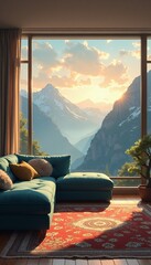 Secluded Mountain View from Modern Living Room