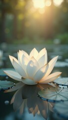 Serene White Lotus Flower in Sunset Light