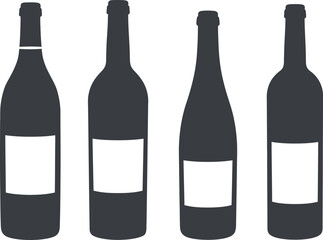  Wine Bottle Silhouettes: Beverage, Alcohol & Vineyard Collection