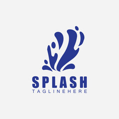 Fototapeta premium Blue water splash vector logo illustration design