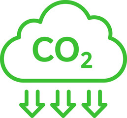 Carbon Emission Reduction Icon: CO2 Cloud & Green Energy