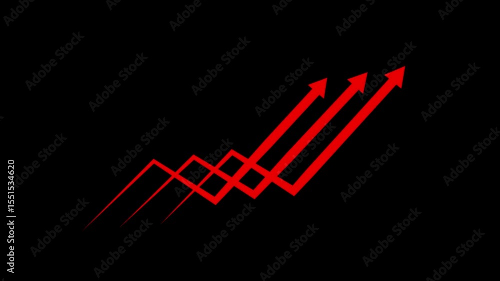 Aufkleber digital arrow ascending business graph showing increase business concept animation with arrow icon b