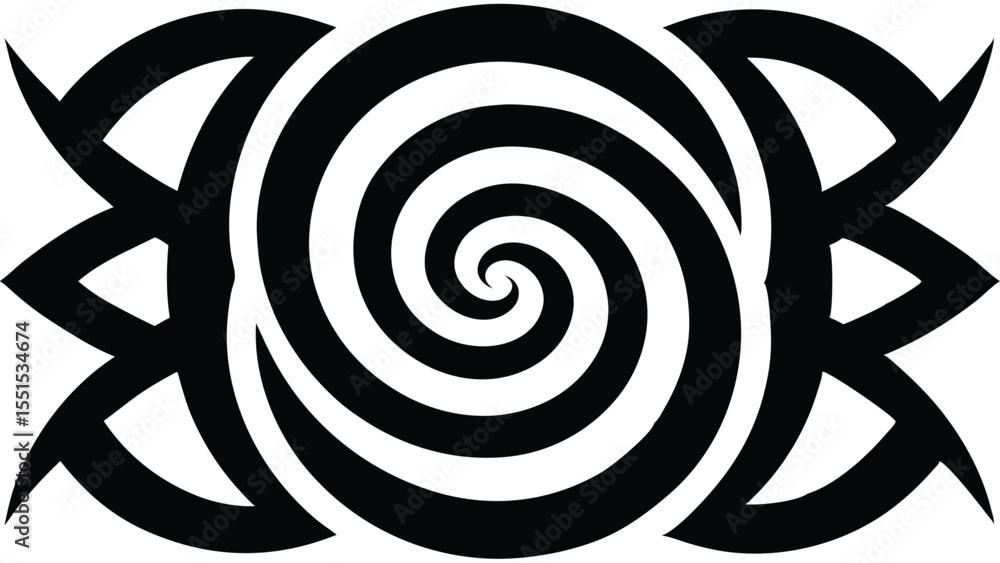 Poster abstract black and white spiral design with transparency for various design applications