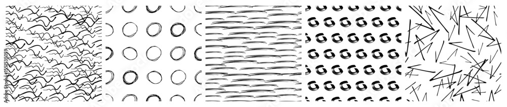 Poster set of seamless patterns with scribble smears