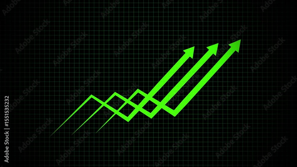 Poster digital arrow ascending business graph showing increase business concept animation with arrow icon b