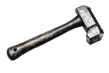 Carpentry hammer silhouette, tool emblem isolated on white, workshop logo