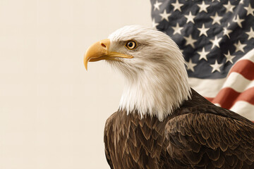 Obraz premium American bald eagle with American flag