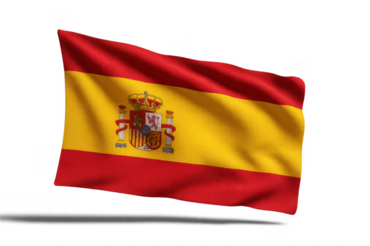 Waving flag of Spain on transparent background, country symbol isolated