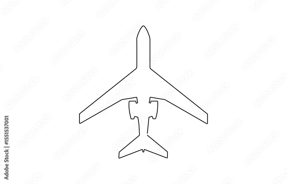 Poster small plane taking off in continuous line art drawing style, small plane taking off in continuous li