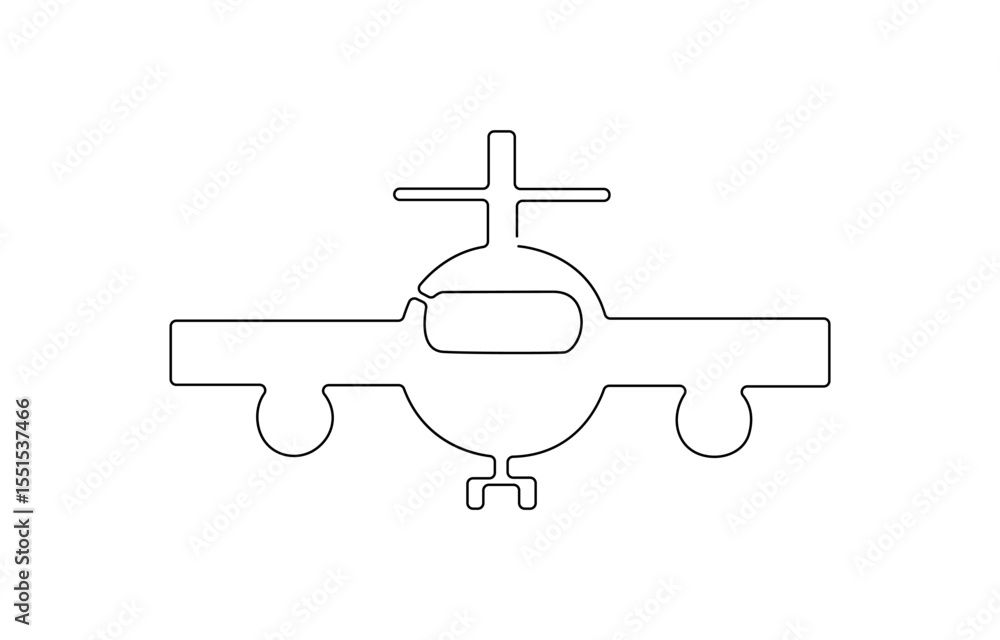 Poster small plane taking off in continuous line art drawing style, small plane taking off in continuous li