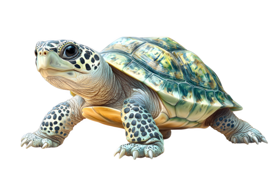 Cartoon turtle isolated on white background, animal character design