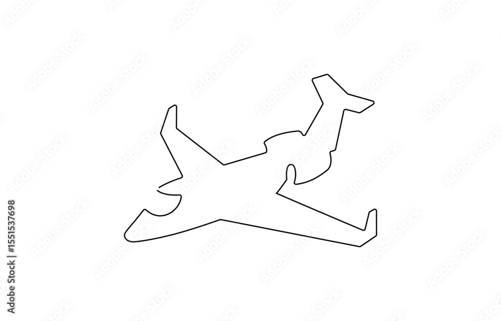 Poster small plane taking off in continuous line art drawing style, small plane taking off in continuous li