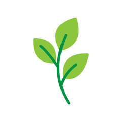 Vector illustration of a leaf in flat style isolated on white background