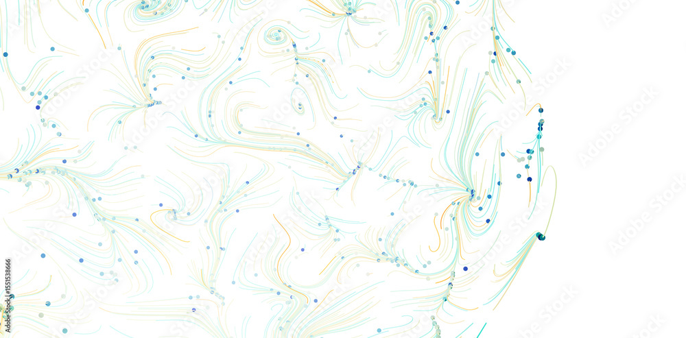 Poster soft teal and gold swirls with scattered dots. perfect for website banners, presentations, or design
