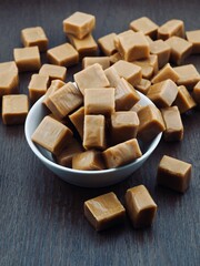 사각 모양의 달콤한 카라멜, 간식