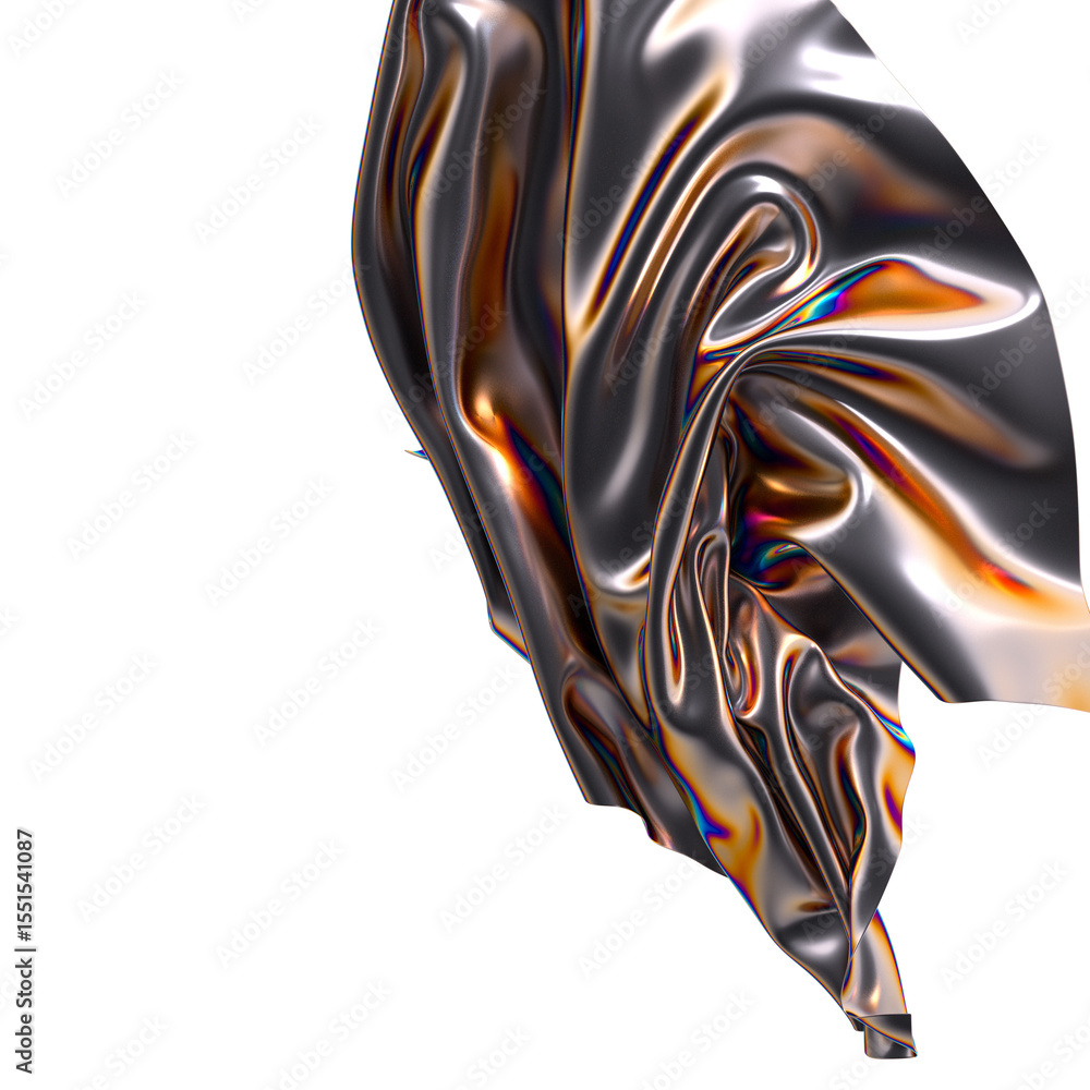 Poster abstract iridescent folds of metallic fabric a symphony of colors and shapes