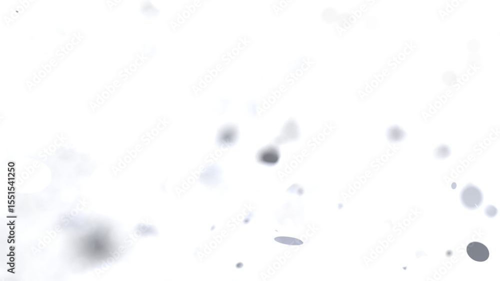 Poster soft, blurry gray particles float on a bright white background. ideal for overlay or background.