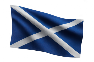 Scottish flag waving isolated on transparent background, Scotland nation symbol, high resolution image