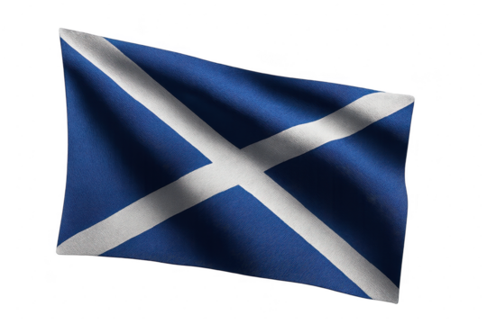 Waving Scotland flag isolated on transparent background, Scottish symbol - Powered by Adobe