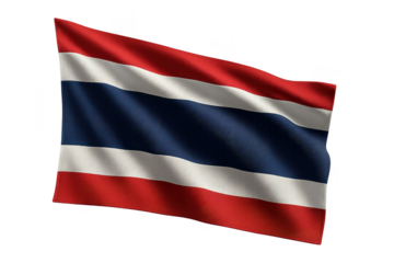 Thailand flag waving on transparent background, patriotic symbol, isolated shot