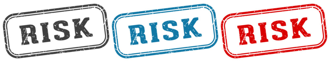 risk stamp. risk rectangular stamp set isolated on white background