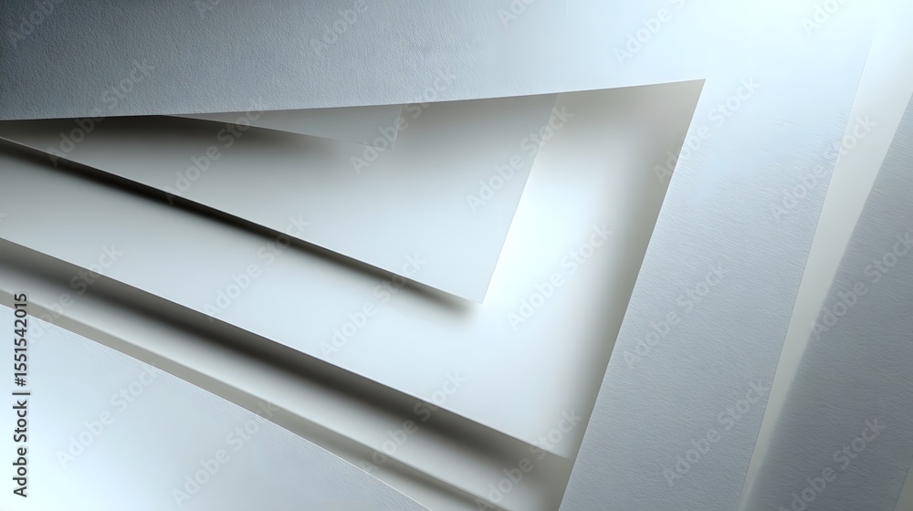 Poster an elegant minimalist composition of layered paper planes in shades of white softly lit to create a 