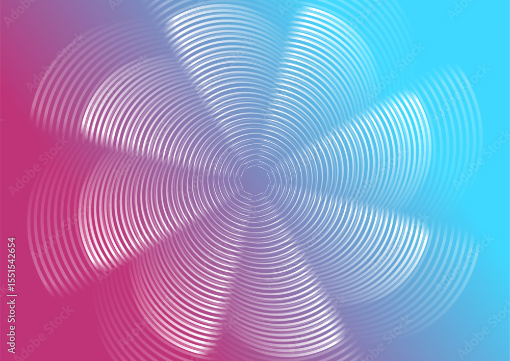Poster Abstract blue pink propeller linear circles abstract background. Vector minimal technology design