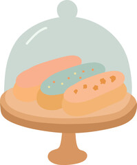 Eclairs Under Glass Dome