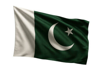 Waving Pakistani flag isolated on transparent background, patriotism symbol