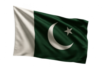 Waving Pakistani flag isolated on transparent background, patriotism symbol