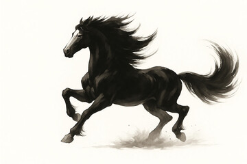 水墨画の馬