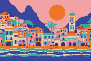 Fototapeta premium Amalfi coastline colourful mediterranean travel destination. Summer vacation background