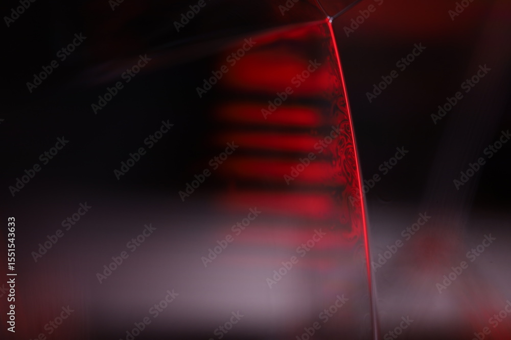 Fototapete red reflections of liquid in macro, red liquid surface, bubbles in macro, connection of bubbles in m
