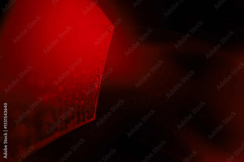 Fototapete red reflections of liquid in macro, red liquid surface, bubbles in macro, connection of bubbles in m