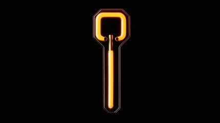 Orange Neon Key on Black Background