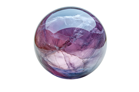 Clear glass marble with solid color isolated on white background