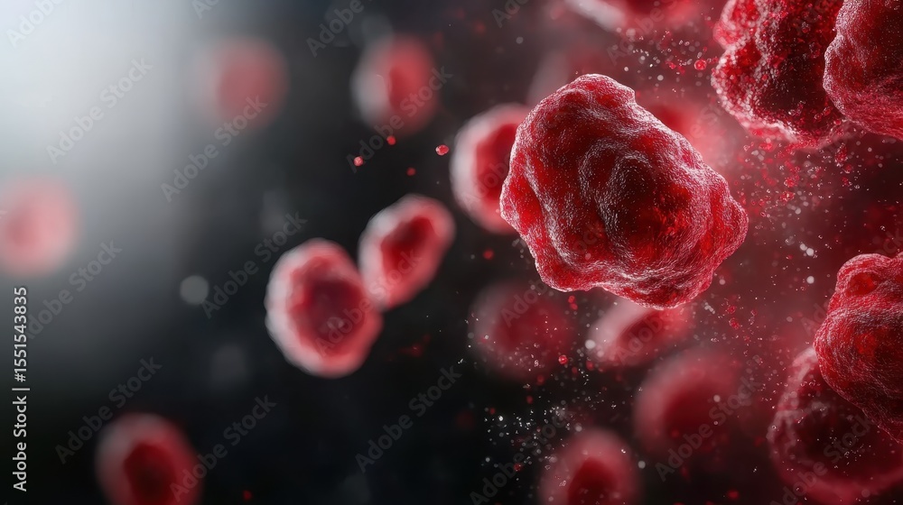 Poster this close-up image reveals the intricate structure of red blood cells, showcasing their unique form