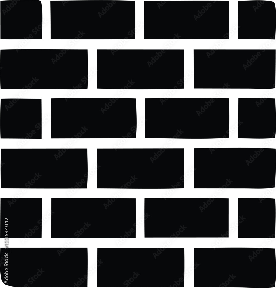 Poster a simple stylized black brick wall pattern with white grout lines creating a repeating geometric des