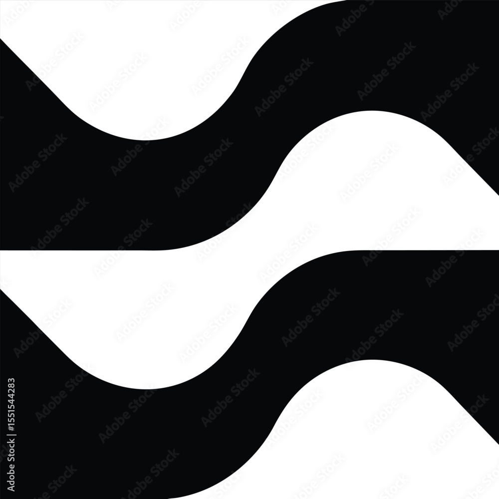 Poster abstract black and white wavy pattern seamless design for backgrounds and graphics