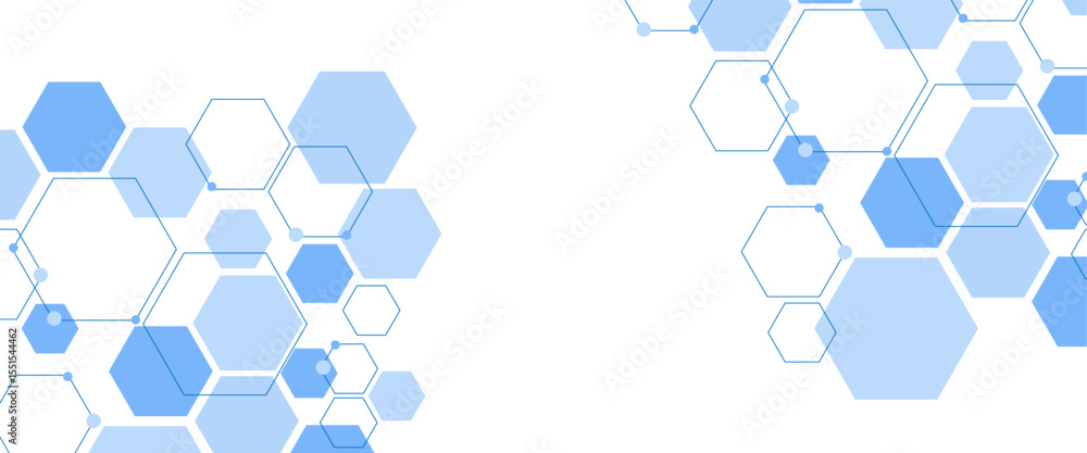 Poster hexagon technology corner pattern. hexagon technology element design. blue hexagon seamless pattern 